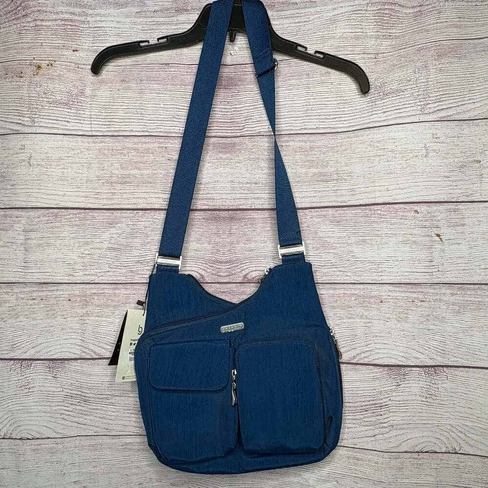 Baggallini Blue Crossover Crossbody Lightweight Pocket Zipper Travel Bag New